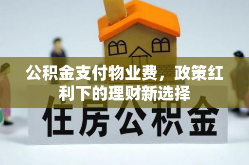 金华公积金支付物业费，政策红利下的理财新选择