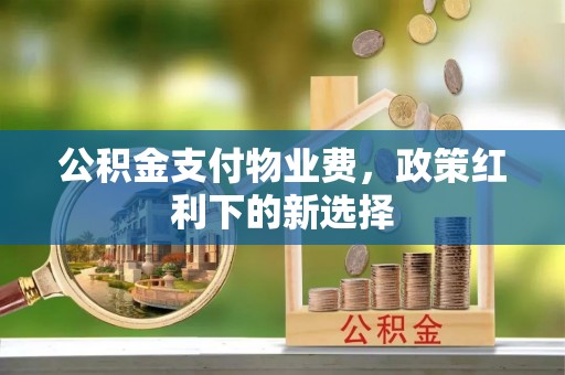 金华公积金支付物业费，政策红利下的新选择