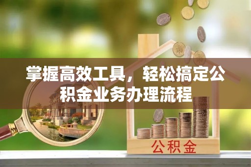 金华掌握高效工具，轻松搞定公积金业务办理流程