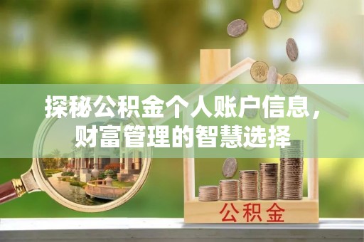 金华探秘公积金个人账户信息，财富管理的智慧选择